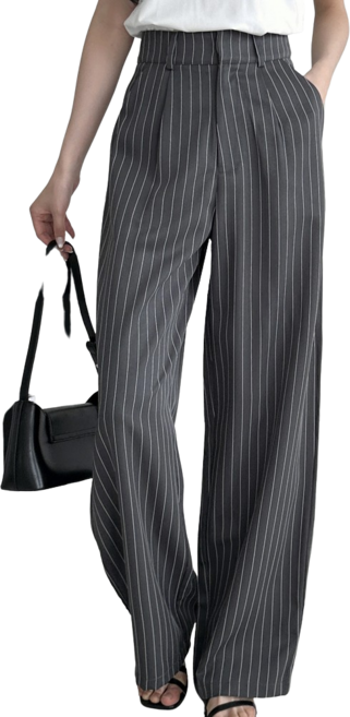 로로비 여성 와이드 팬츠 하이웨스트 봄 가을 정장 바지 일자 부츠컷 원버튼 원픽턱 슬랙스