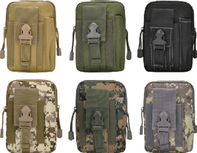 多功能戰術腰包 耐磨便攜 多隔層設計 戶外運動通勤適用, 暗黑, 1個