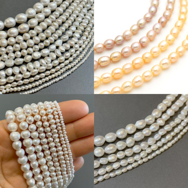 담수 진주 못난이 자연 천연 밥풀 진주 DIY 목걸이 팔찌 반지 만들기, FW03 - 못난이 - 3번