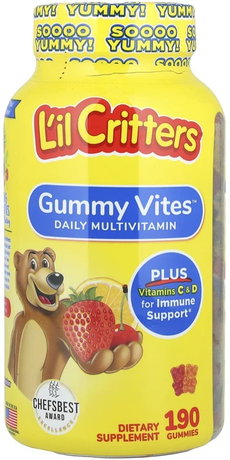 L'il Critters Gummy Vites 데일리 종합비타민 구미젤리 190개, LilCrittersGummyVites데일리종합비타민구, 1개, 190정 - 쿠팡