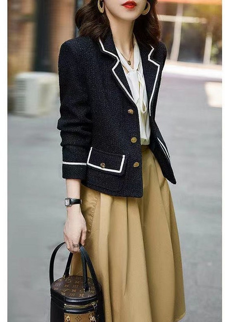 쩐쿠 가을 여성 카라넥 오버핏 긴소매 단추 루즈핏 자켓 8362