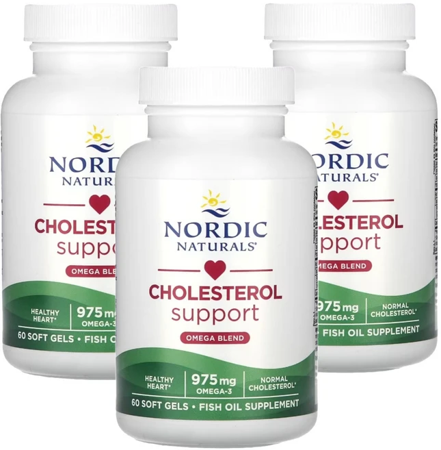 노르딕 내추럴스 콜레스테롤 지원 오메가3 블렌드 975mg 60소프트젤 X 3통, 60정 - 쿠팡