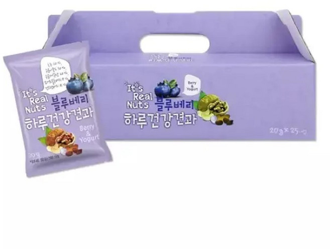 리얼넛츠하루건강견과 블루베리 요거트 1박스20g 25봉 총 25봉, 1박스