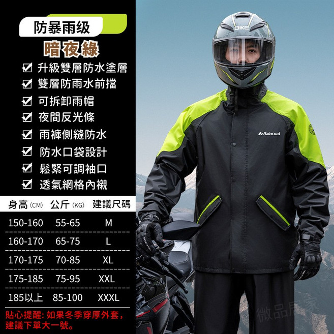 兩件式雨衣 暴雨級防水設計