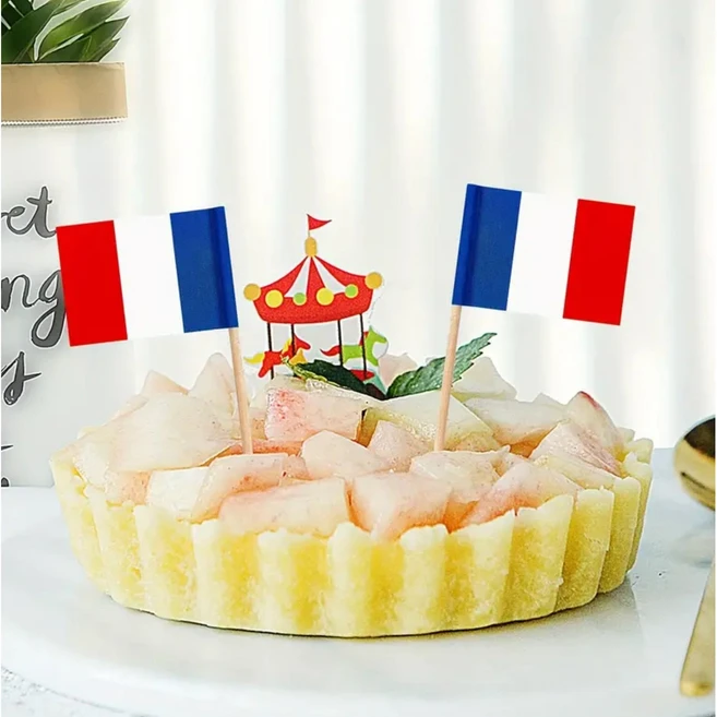 [100개] 프랑스 파리 이쑤시개 디저트 토퍼 피자 파티 뷔페용 음식 라벨 차cuterie 보드용 치즈 라벨 애피타이저용 깃발 이쑤시개 음식 표지판 및 특별 장식, 100개 - 쿠팡
