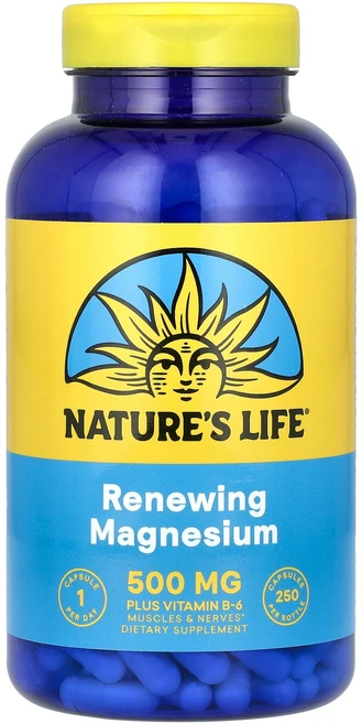 Nature's Life 재생 마그네슘 500mg 캡슐 250정 Life (네이처스 라이프), Nature's Life, 재생 마그네슘, 500mg,, 1개 - 쿠팡