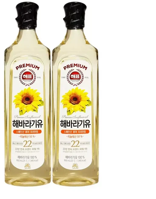 해표 프리미엄 해바라기유 900mL x 2개, 1개