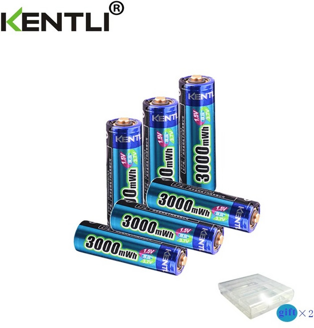 호환 KENTLI 안정적인 전압 3000mWh AA 배터리 1.5V 충전식 aa 카메라 요법 용 리튬 폴리머, 04 6PCS