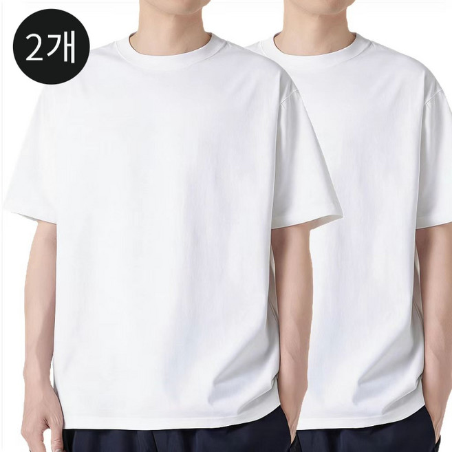 kosarte 남성티셔츠 수피마 코튼 반팔 남자 흰 티셔츠 1+1