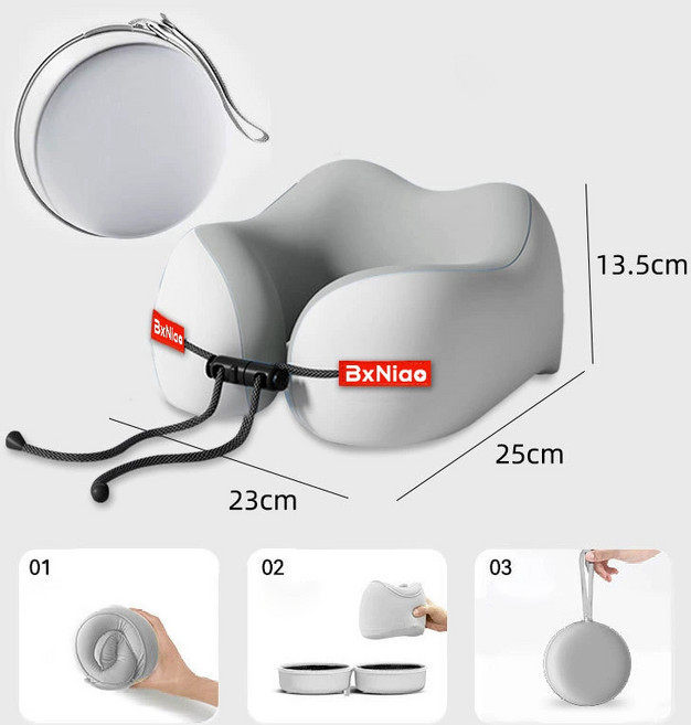WHH 여행기내용메모리폼 쿠션목베개, 그레이