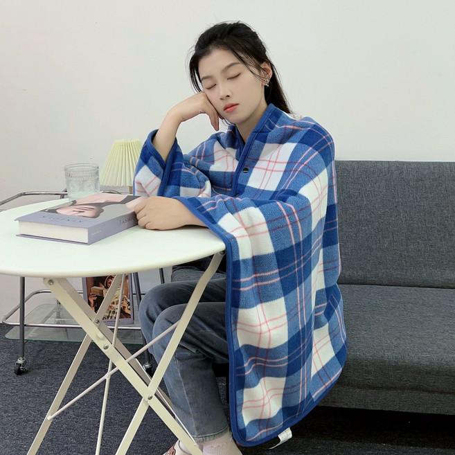휠체어 무릎담요 보온 어깨숄 덮개 사무실 거실 독서실, 80x135cm(무게 약 g), D.젠틀맨 블루 체크, 3박스