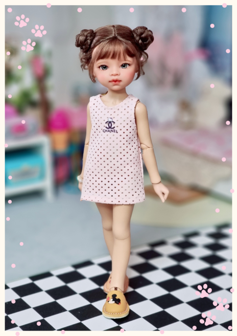 #도리스돌 30cm 옷( 러블리 핑크 나시원피스 )[마구샵]#구체관절인형#bjd#인형옷#유딩이#도리스돌#포켓돌, 1개