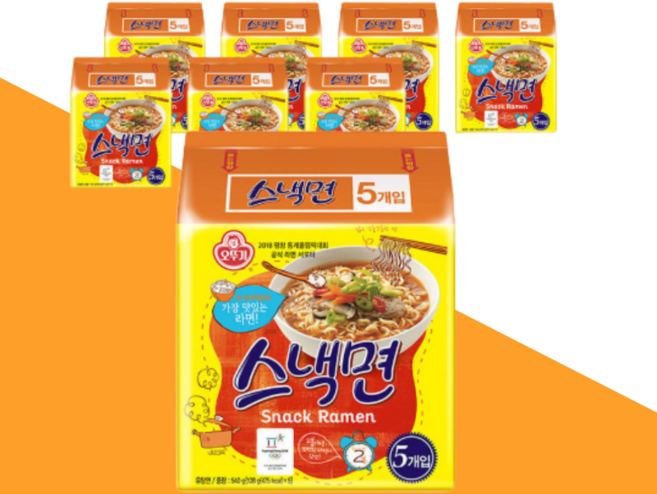 오뚜기 스낵면 멀티팩 5입 8팩 총 40개, 5개