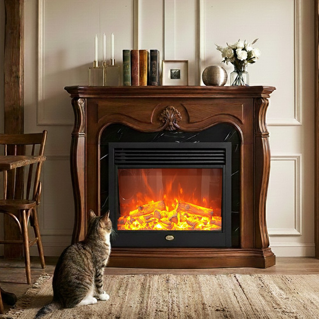 LED 불멍 벽난로 엔틱 콘솔 장식장 아파트 거실 실내 인테리어, 브라운, 김포/강화도/영종도