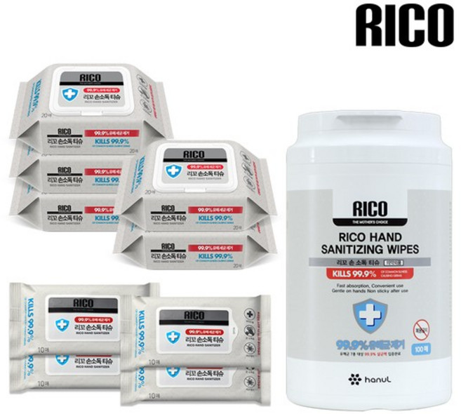 손소독티슈 세트 100매x1개 + 20매x5팩 + 10매x4팩, 단일속성, 1개