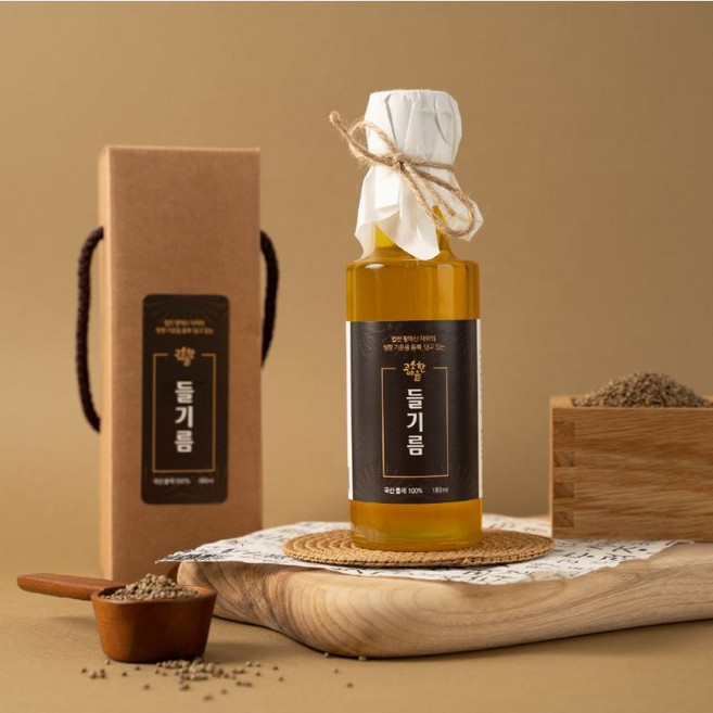 순수 국내산 프리미엄 들기름 180ml / 고소한마을, 1개