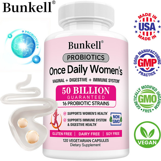 매일 여성 프로바이오틱스 캡슐 500억 CFU 16가지 프로바이오틱스 균주 유기농 프리바이오틱스 함유 유제품 무첨가, 1개, 120회분