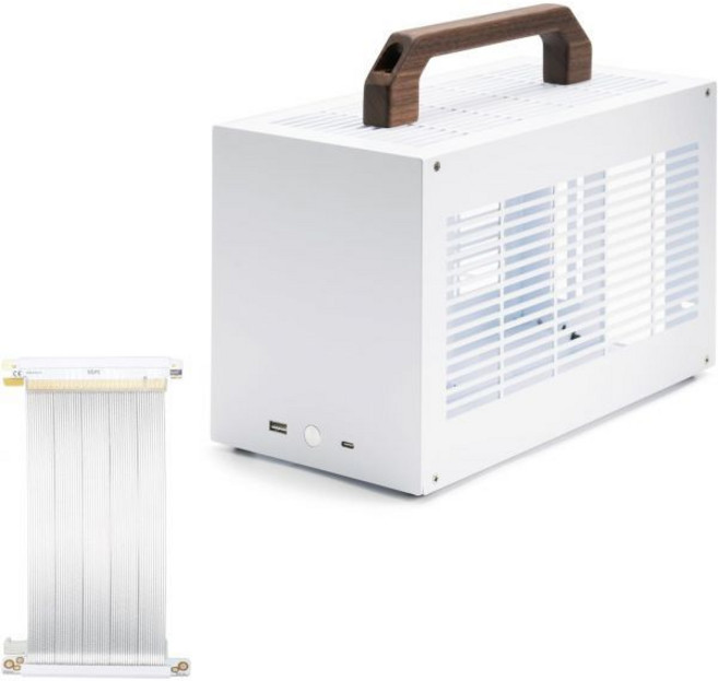 SGPC 본체케이스 커스텀 게이밍 K49/휴대용 미니 ITX PC 케이스/8L 소형 폼 팩터/CPU 쿨러 최대 69mm/300mm GPU 및 SFX PSU 지원/USB 3.0, wide with riser 4.0 v2, white