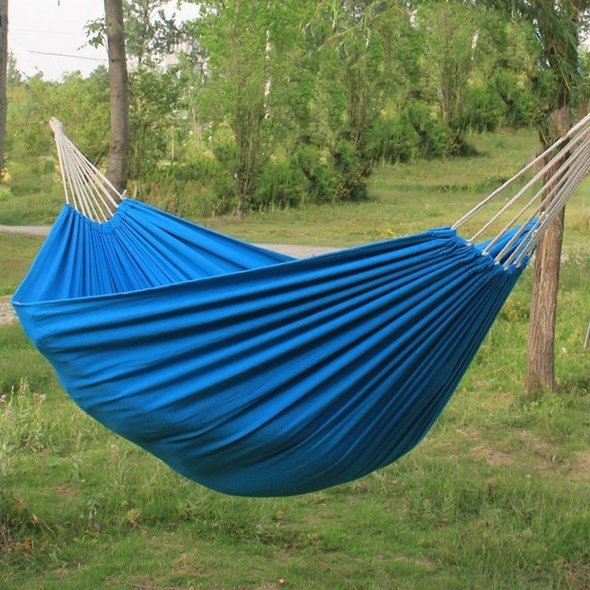 吊牀戶外單雙人防側翻加厚帆布學生室內宿舍寢室鞦韆成人睡覺吊椅, 1個, 260*150cm湖藍色無木棍:如圖