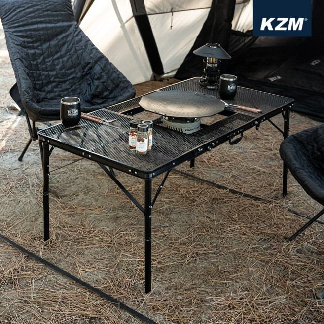 [카즈미] 유니온 아이언메쉬 3폴딩 BBQ 테이블_K22T3U03, 블랙