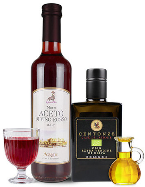 이탈리아 레드와인 비니거 비네거 발효 식초 500ml+유기농 엑스트라버진 올리브오일 250ml, 1세트, 750ml