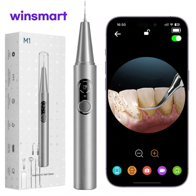 winsmart 초음파 구강 청결기 고화질 시각화 500w 고해상도 화질, 회은색, winsmart M1 pro