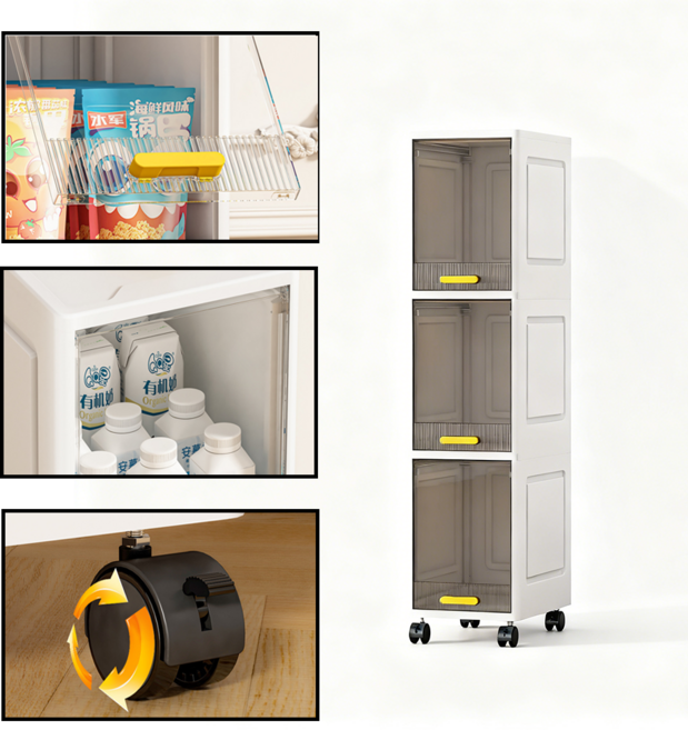 틈새 서랍장 슬림 이동식 틈새 수납장, 1개, 흰색