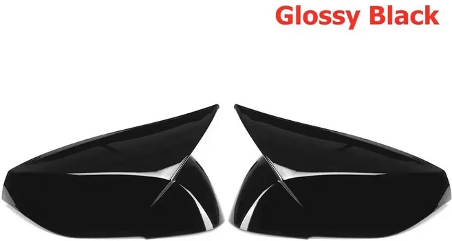 호환 인피니티 Q50 2014-2020 ABS 자동차 사이드 미러 커버 윙 캡 외부 도어 트림 접착 스티커, 02 Gloss Black