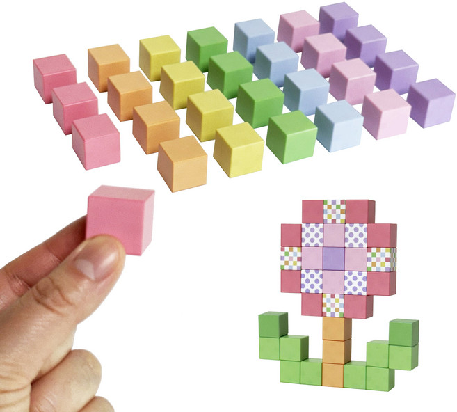 엘리트블럭스 (2026년) 최신상품 - 미니 자석블럭 큐브 "레인보우파스텔 (단색 & 패턴디자인)" 휴대용/외출용/여행용 간편한 틴케이스, 1개, 멀티