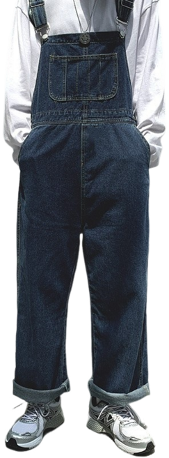 남자 루즈핏 빅 사이즈 스트레이트 데님 멜빵바지 Men's jeans