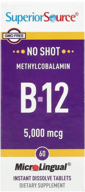 슈페리어쏘스 메틸코발라민 B-12 5000mcg 용해되는 녹여먹는 60정, 1개 - 쿠팡