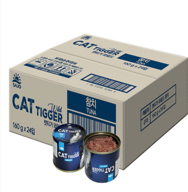 사조 캣티거 와일드 고양이 간식 습식캔, 24개, 160g, 참치 (24캔)