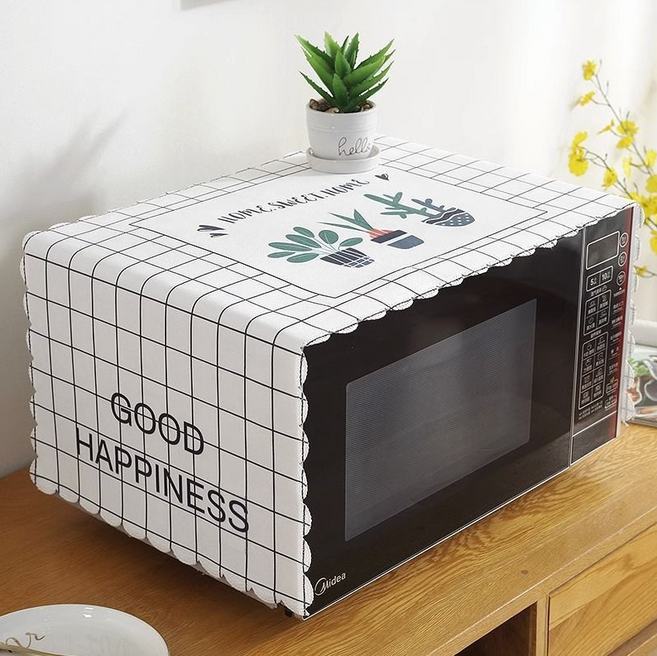 심플한 생활방수 두꺼운 원단 전자레인지 보호 커버, 화이트
