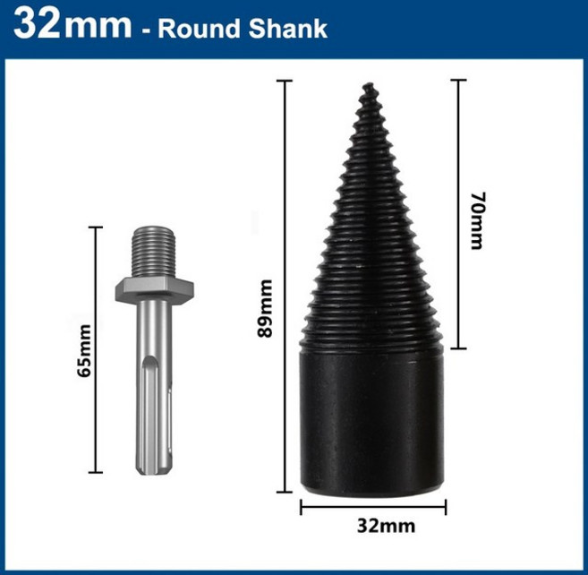 장작기계 XCAN1 개 32mm42mm HSS 장작 스플리터 드릴 비트 원형육각삼각형 생크 목재 콘 목공 도구, [12] 32mm Round Shank, 1개