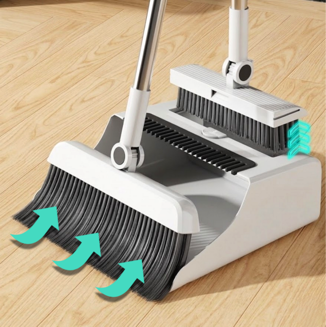 모노제이 싹쓸이 3in1 빗자루 쓰레받기 바닥솔 세트, 화이트, 1세트