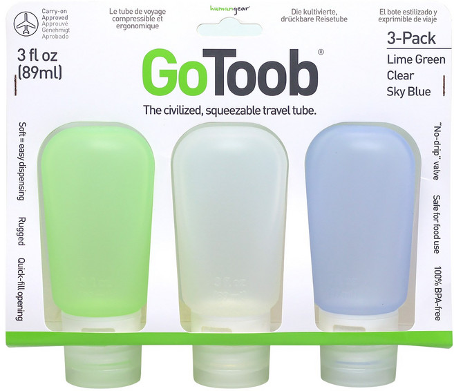 휴먼기어 고튜브 대형 3개입 실리콘 여행용 공병, 단품