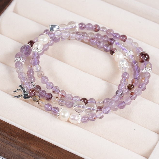 오누이디스플레이 힐링 크리스탈 멀티 스타일 자수정 천연 원석 비즈 팔찌