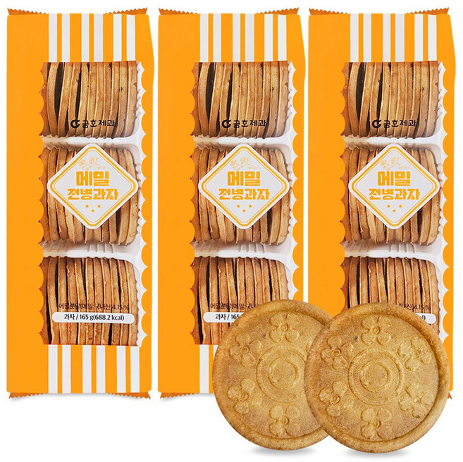 금호제과 메밀 전병과자 센베이 주전부리 담백한 옛날 전통 과자, 3개, 165g