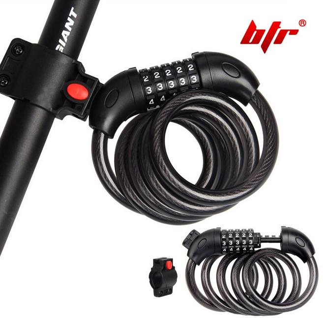 BTR 자전거 자물쇠 열쇠 와이어 관절락 도난방지 잠금장치, 선택04.자물쇠+BTR NW-120C 번호키, 1세트