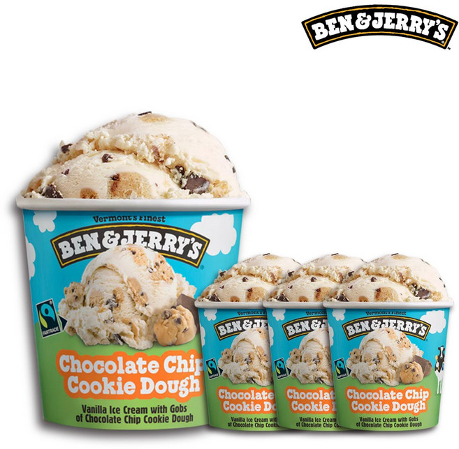 벤앤제리스 초콜릿 칩 쿠키 도우 473ml 아이스크림 파인트 바닐라 초코 쿠키 프리미엄 수입, 4개