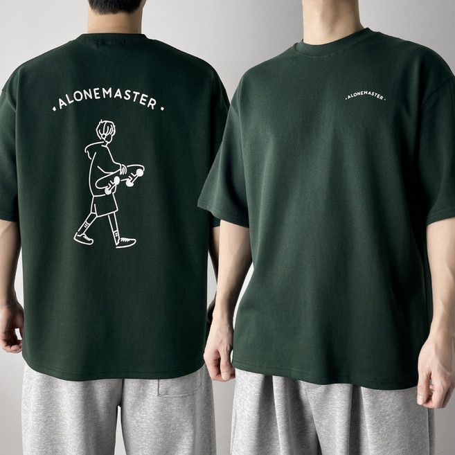 오프앤 국산 남녀공용 특양면 오버핏 마스터 프린팅 빅사이즈 박스 반팔 티셔츠