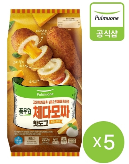 풀무원 [풀무원]체다모짜핫도그320g(4입개별)X5봉, 320g, 1박스