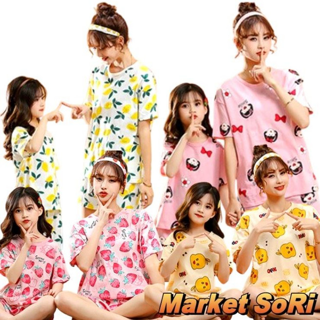 엄마 딸 커플 잠옷 상하복 반팔반바지 세트