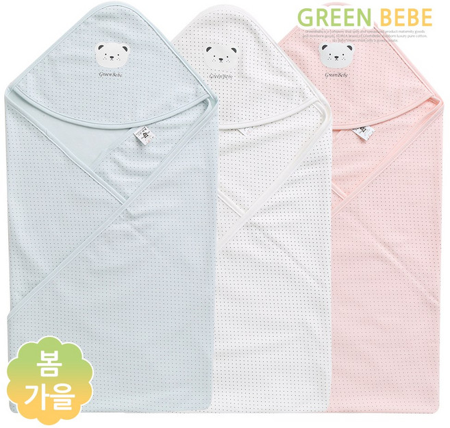 그린베베 신생아 스몰도트 양면 속싸개(모자)