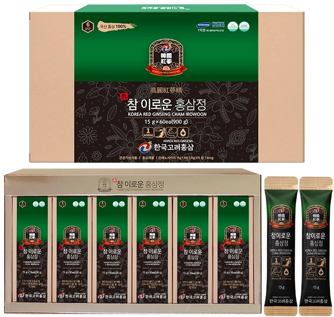 한국고려홍삼 참이로운 홍삼정 (15gx60포 쇼핑백증정), 15g, 1박스 - 쿠팡