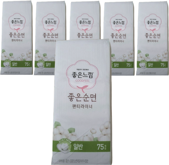 좋은느낌 좋은순면 팬티라이너 일반 75매, 6개