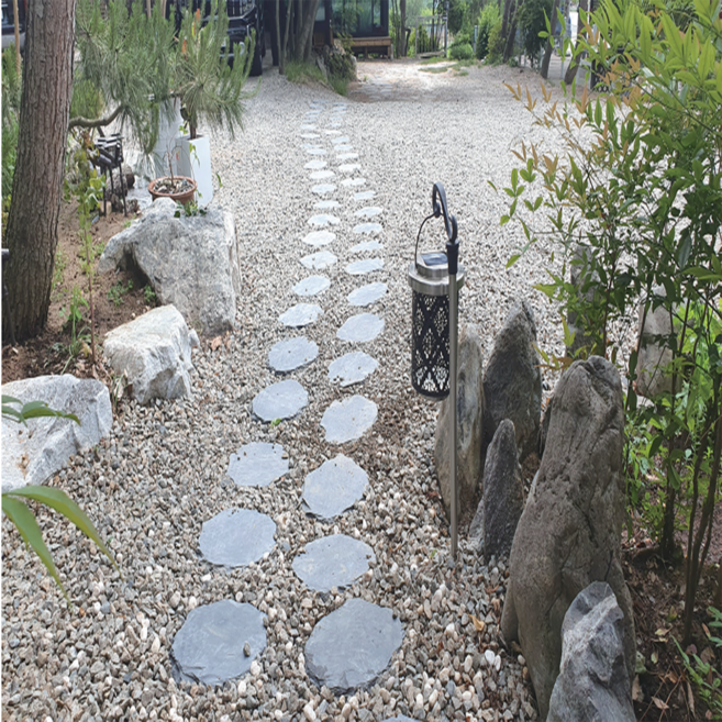 천연석 판암 원형 디딤돌 바닥재, 4.5kg, 2개, 단색