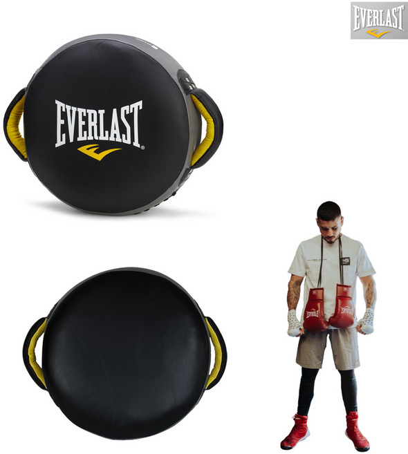 에버라스트 복싱 펀치 쉴드 미트 격투기 원형 MMA 천연 소가죽, MMA 펀치쉴드 블랙, 1개