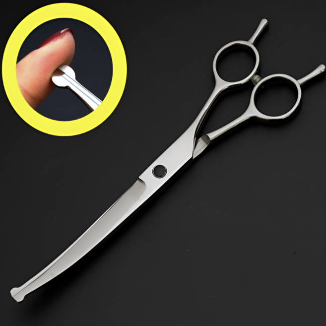 레브온 애견미용사 추천 절삭력 좋은 커브 가위 19cm, 1개, 실버