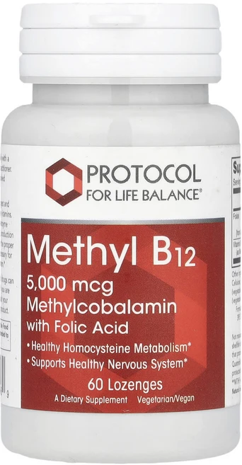 Protocol for Life Balance 메틸 B12 5000mcg 사탕 60정, 5개 - 쿠팡